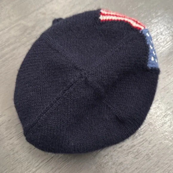 Rare Polo Ralph Lauren‎ RL67 American Flag Beanie 100% Wool Navy Heritage Hat